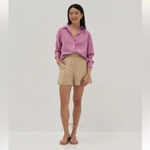 [NWT] Love, Bonito Camae Striped Tailored Shorts in Sand - Size S